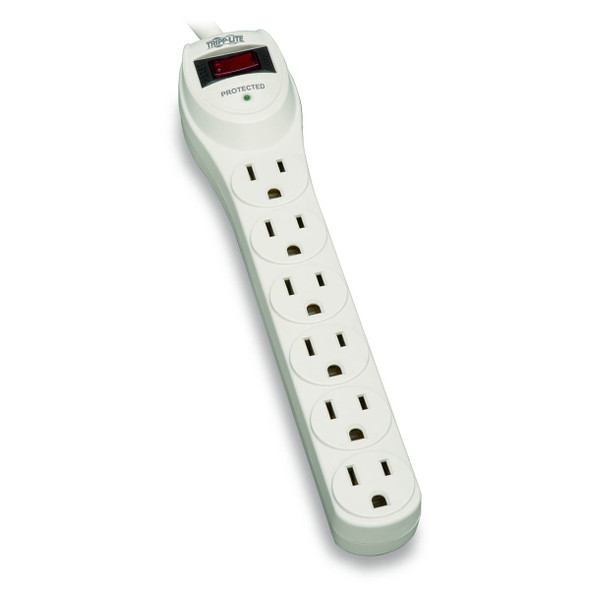 Tripp Lite TLP602 Surge Protector Strip 120V 6 Outlet 2ft Cord 180 Joule