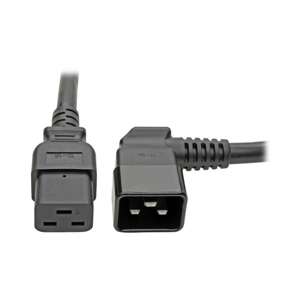 Tripp Lite P036-002-20LA 2ft Hvy Dty Power Cord 12AWG 20A 100-250V C19 to C20 LT Angle 2'