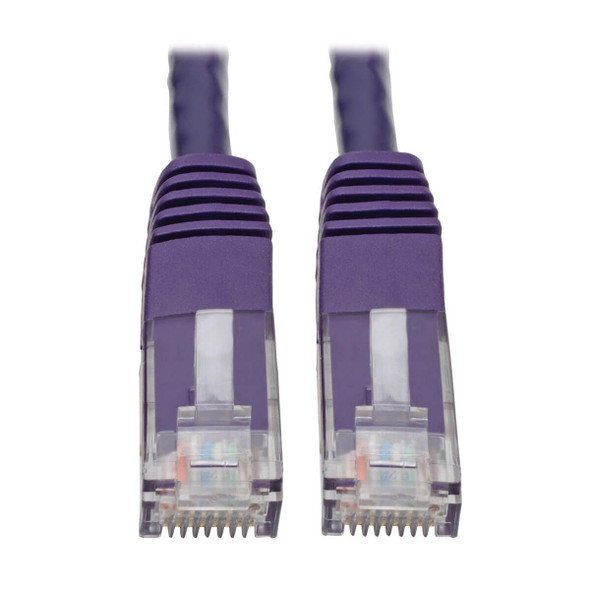 Tripp Lite N200-025-PU Cat6 Cat5e Gigabit Molded Patch Cable RJ45 MM 550MHz Purple 25ft