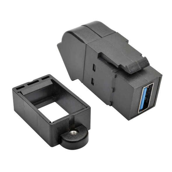 Tripp Lite U325-000-KPA-BK USB 3.0 Keystone Panel Mount Coupler Angled F/F All in One Black