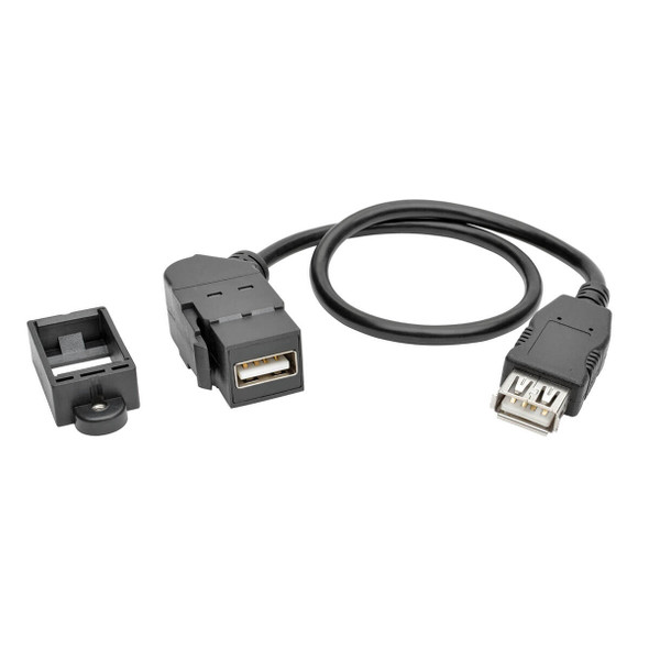 Tripp Lite U060-001-KPA-BK USB 2.0 Keystone Panel Mount Coupler Cable All-In-One Angled F/F