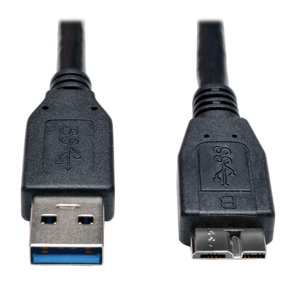 Tripp Lite U326-003-BK 3ft USB 3.0 SuperSpeed Device Cable A to Micro-B M/M Black 3'