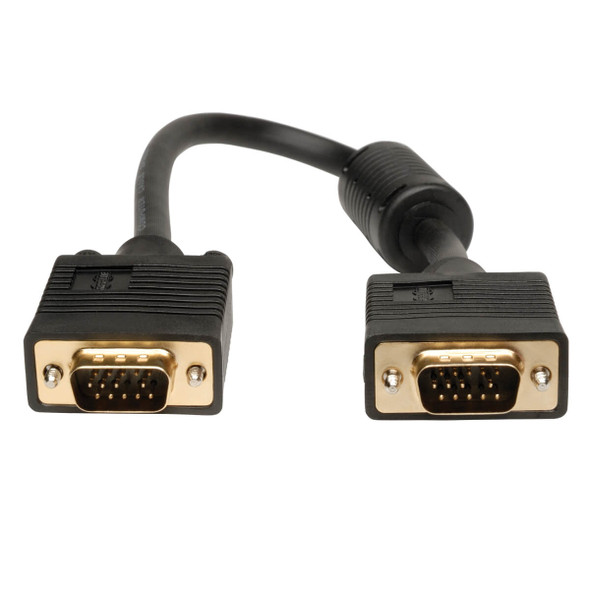 Tripp Lite P502-001 1ft SVGA / VGA Monitor Gold Cable RGB Coax HD15 Male / Male 1'