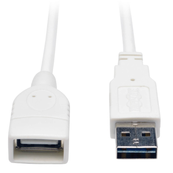 Tripp Lite UR024-003-WH 3ft USB 2.0 Universal Reversible Extension Cable M/F White 3'