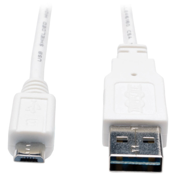 Tripp Lite UR050-003-WH 3ft USB 2.0 Universal Reversible Cable A to 5Pin Micro B White