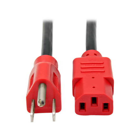 Tripp Lite P006-004-RD 4ft Power Cord 18AWG 10A 125V 5-15P to C13 Red Connectors 4'