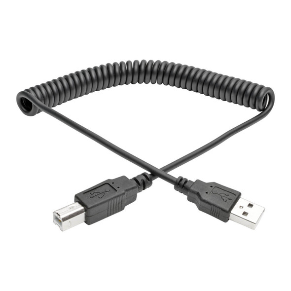 Tripp Lite U022-010-COIL 10ft Hi-Speed USB 2.0 to USB B Cable Coiled USB A-B M/M 10'