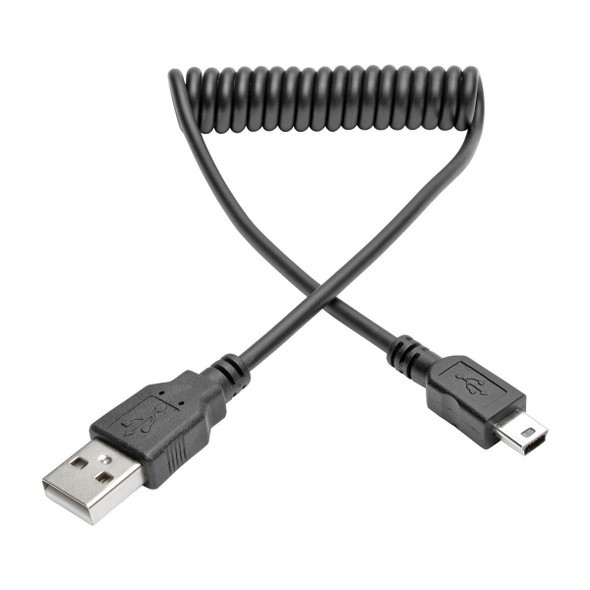 Tripp Lite U030-003-COIL 3ft Hi-Speed USB 2.0 to Mini-B Cable Coiled USB A-Mini-B M/M 3'