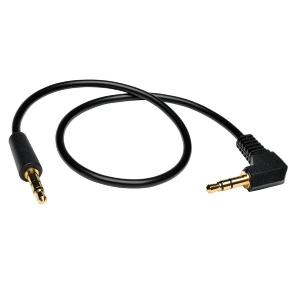 Tripp Lite P312-001-RA 1ft 3.5mm Mini Stereo Audio Cable with One Right Angle plug M/M