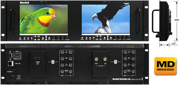 Marshall Electronics V-MD702 Dual 7In Modular Design Monitor with Composite and Component loop outs