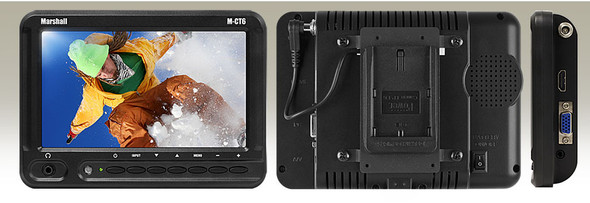 Marshall Electronics M-CT6-AAK 6.2In TFT LCD HDMI LED Backlight Camera Top Monitor w AA Battery Holder, 2 AA Batteries