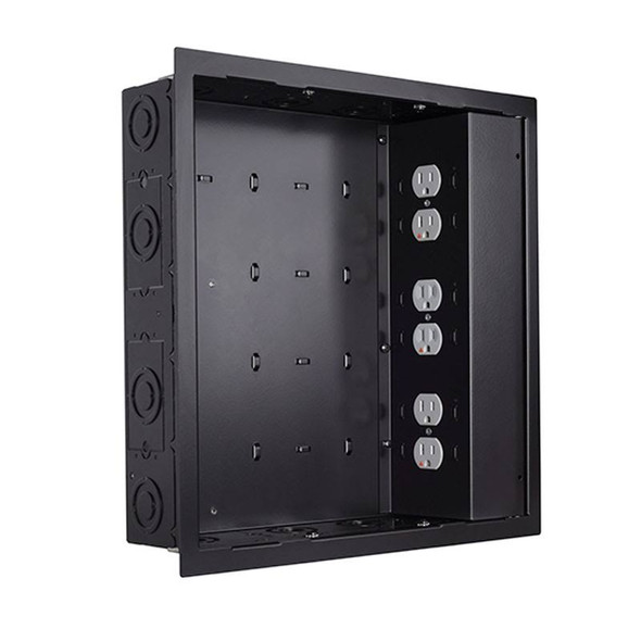 Chief PAC526FBP6 In-Wall Storage Box w/ 6 Receptacle Outlet Filter & Surge - Black
