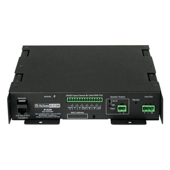 Atlas IP-ZCM Single Output PoE+ IP Addressable IP-to-Analog Gateway W/(2) GP I/O, Mic In, Built-In Amp