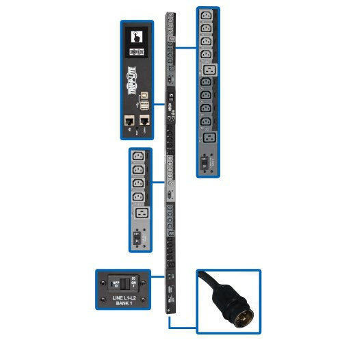 Tripp Lite PDU3EVNR6H50 14.5kW 200-240V 3PH Monitored Per-Outlet PDU 1.8 m Cord, 0U 1.8 m Height, TAA