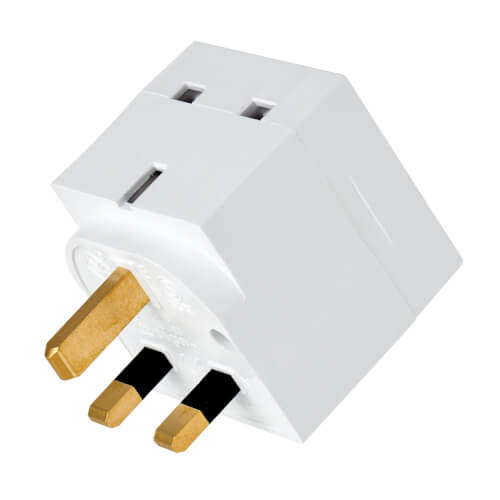 Tripp Lite PS1B 2-Outlet Power Strip - British BS1363A Outlets, Direct Plug, BS1363A Plug, White