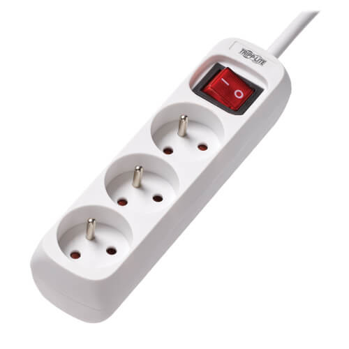 Tripp Lite PS3F15 3-Outlet Power Strip 1.5 m Cord, Type E Plug, White