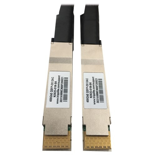 Tripp Lite N282D-01M-BK 400G Passive Twinax Direct-Attach Cable (QSFP-DD/QSFP-DD), Black/Silver, 1 m
