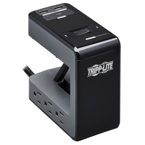 Tripp Lite TLP648UCBAM 6-Outlet Clamp Surge Protector, 5-15R Outlets, 3 USB Charging Ports