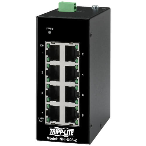 Tripp Lite NFI-U08-2 8-Port Unmanaged Industrial Ethernet Switch - 10/100 Mbps DIN Mount
