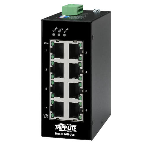 Tripp Lite NGI-U08 8-Port Unmanaged Industrial Gigabit Ethernet Switch DIN Mount