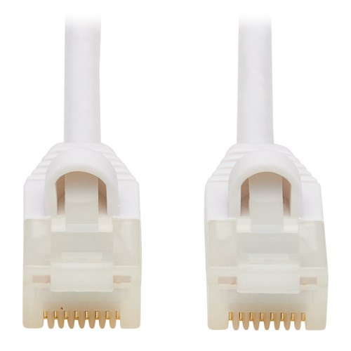 Tripp Lite N261AB-S02-WH Cat6a 10G-Certified Snagless Antibacterial Slim UTP Ethernet Cable White, 2 ft.