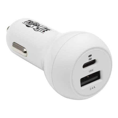 Tripp Lite U280-C02-30W-K Dual-Port USB Car Charger - 30W PD Charging, USB-C (18W) & USB-A (12W)