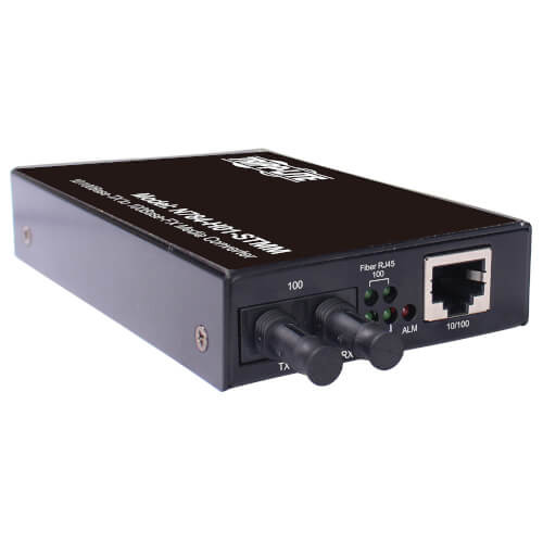 Tripp Lite N784-H01-STMM Hardened Copper to Fiber Media Converter RJ45/ST Multimode, 2 km (1.2 mi.)