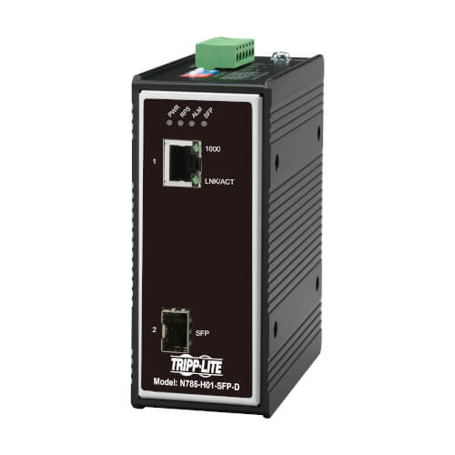 Tripp Lite N785-I01-SFP-D Industrial Gigabit Fiber to Ethernet Media Converter, DC Power