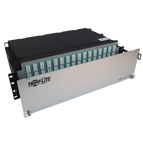 Tripp Lite N48M-64M8L4-03 Preloaded Fiber Patch Panel, 3U - 64x 8F Trunk Cables, OM4 Multimode, 3 m (9.8 ft.)