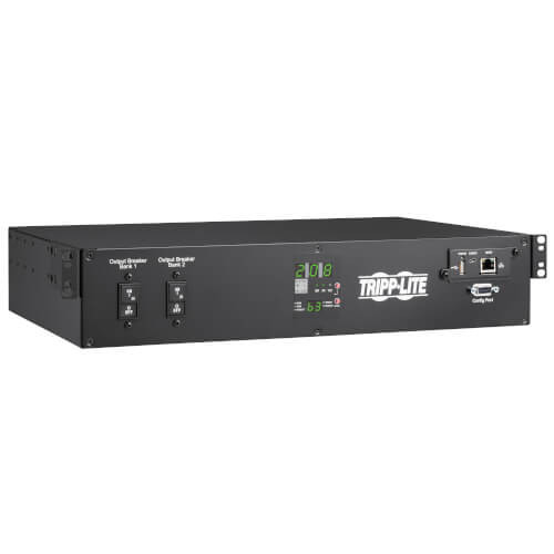 Tripp Lite PDUMNH30HVAT2 Single-Phase ATS/Monitored PDU Outlets, Dual L6-30P Inputs, 10 ft. Cords, 2U, TAA