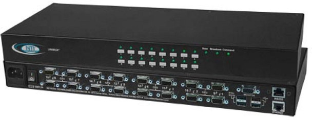 NTI unimux-usbv-16hdut 16-Port High Density VGA USB KVM Switch with Additional Transparent USB Connector