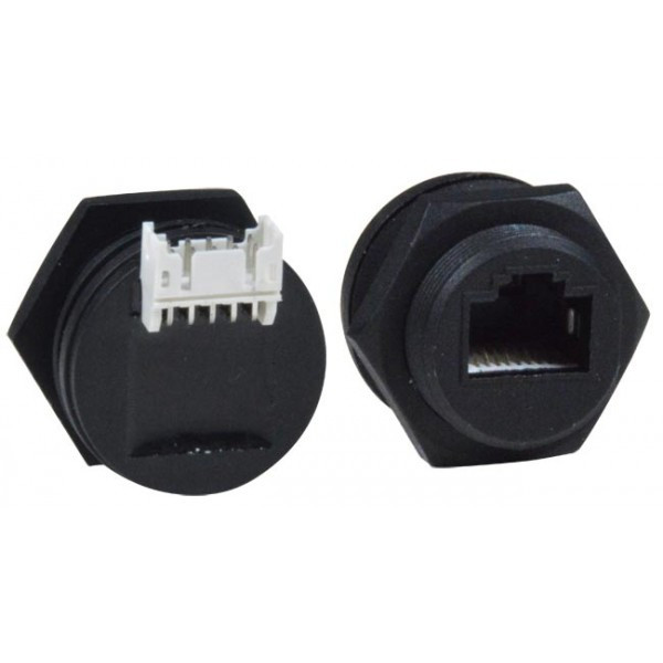 NTI rj45-wtp-aw2r-jck Waterproof RJ45 Connector to 2x5 Shrouded Male Angled Pin Header, Case Side