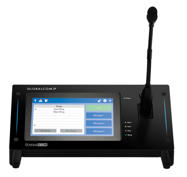 Atlas IPCSDTOUCH-G Touch Screen Digital Communication Station with Dante Message Channels with Gooseneck Microphone