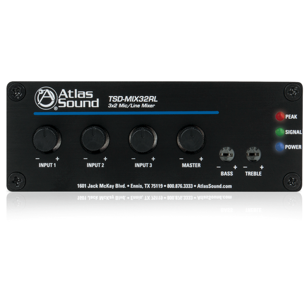 Atlas TSD-MIX32RL 3x2 Stereo Line Mixer with Remote Level