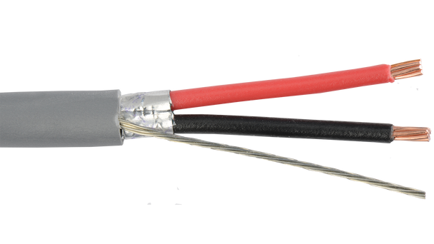 Liberty Cable 18-2C-SH-GRY-RAN Grey Commercial Grade General Purpose 18 AWG 2-Conductor Shielded Cable Reel