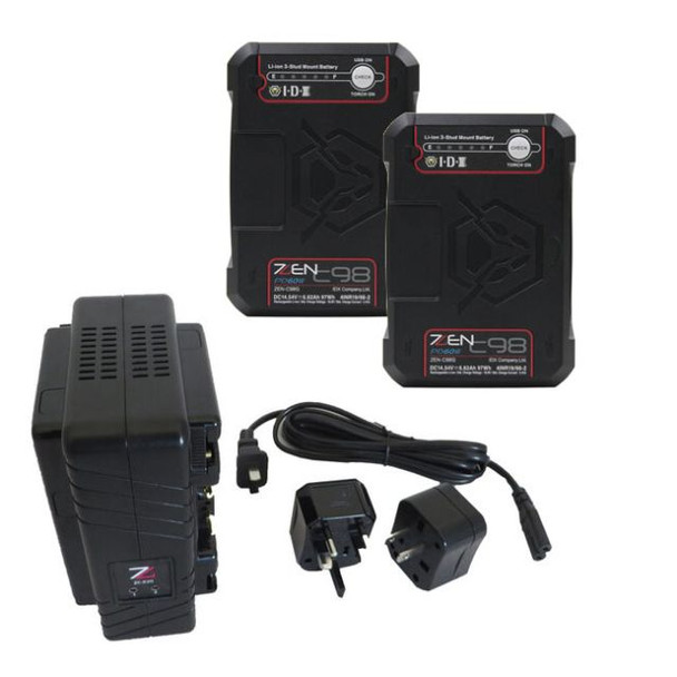 IDX ZC-2C98G Dual-Channel Li-Ion Battery Charger and 2 x ZEN-C98G Battery Kit