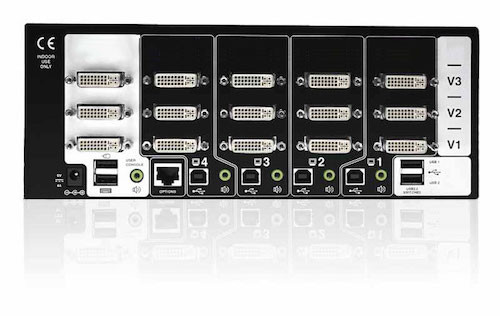 Adder AV4PRO-DVI-TRIPLE-US AdderView Pro MultiScreen: 4 port - USB 2.0, Triple Head DVI KVMA Switch