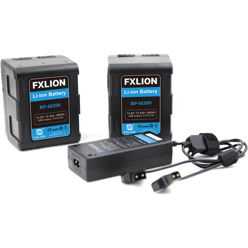FXLion BP-M200-KA Dual Square Compact Battery & Charger Kit (198Wh, V-Mount)