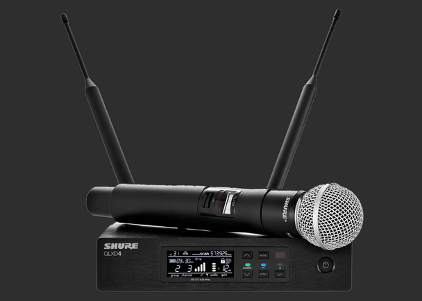 Shure QLXD24/SM58-J50A QLX-D Series Single-Channel Digital Wireless Microphone System with SM58 Handheld J50A (572-608 MHz + 614-616 MHz)