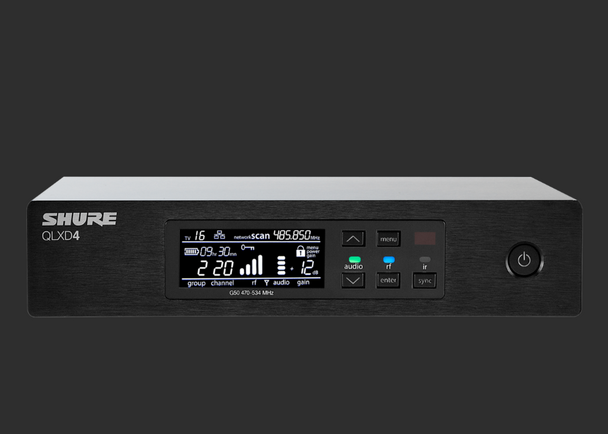 Shure QLXD4-J50A Series Single-Channel Digital Half-Rack Wireless Microphone Receiver J50A (572-608 MHz + 614-616 MHz)