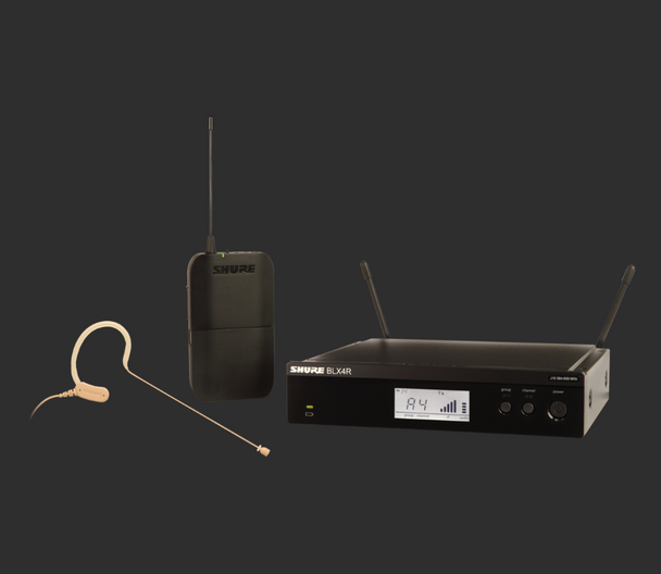 Shure BLX14R/MX53-H9 BLX Series Single-Channel Rackmount Wireless Microphone System with MX153 Earset H9 (512 - 542 MHz)