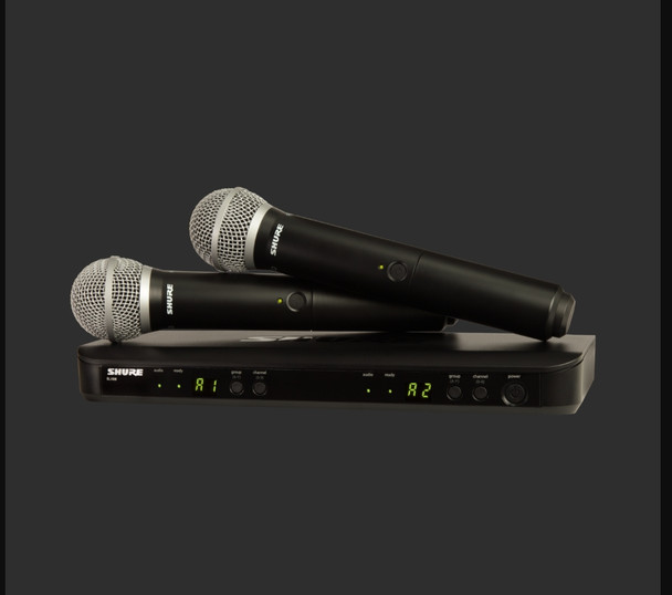 Shure BLX288/PG58-H9 BLX Series Dual-Channel Wireless Microphone System with 2 PG58 Handhelds H9 (512 - 542 MHz)