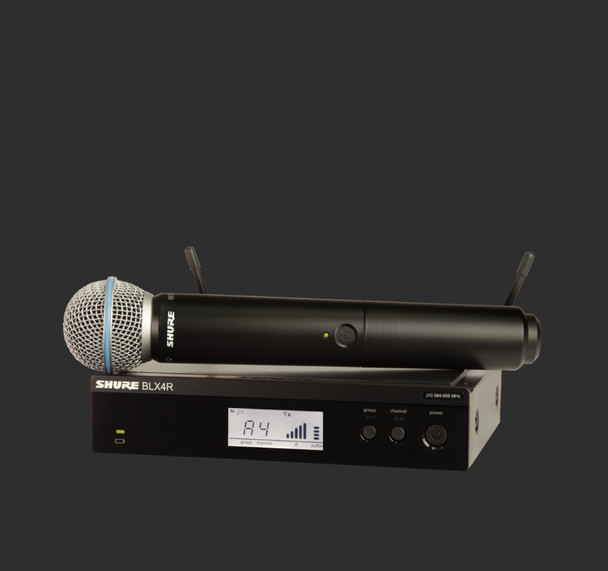 Shure BLX24R/B58-J11 BLX Series Single-Channel Rackmount Wireless Microphone System with Beta 58A Handheld J11 (596 - 616 MHz)