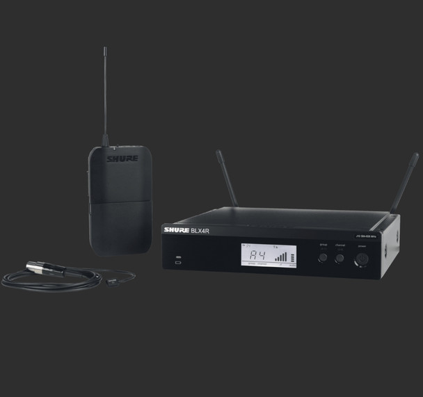 Shure BLX14R/W93-H9 BLX Series Single-Channel Rackmount Wireless Microphone System with WL93 Lavalier H9 (512 - 542 MHz)