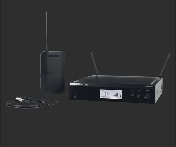 Shure BLX14R/W93-H11 BLX Series Single-Channel Rackmount Wireless Microphone System with WL93 Lavalier H11 (572 - 596 MHz)