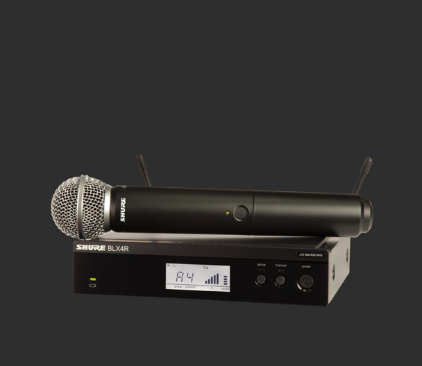 Shure BLX24R/SM58-H10 BLX Series Single-Channel Rackmount Wireless Microphone System with SM58 Handheld H10 (542 - 572 MHz)