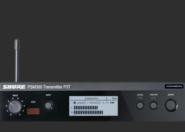 Shure P3T-H20 Single-Channel Half-Rack Wireless Transmitter for PSM 300 In-Ear Monitor System H20 518-542 MHz