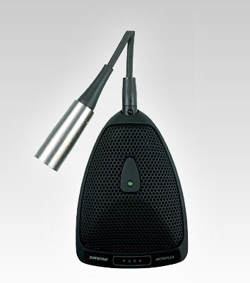 Shure MX392/S Supercardioid - Condenser Boundary Microphone, Built-in Preamp, Attached 12' Unterminated Cable, Logic Functions, Programmable Switch and LED Indicator