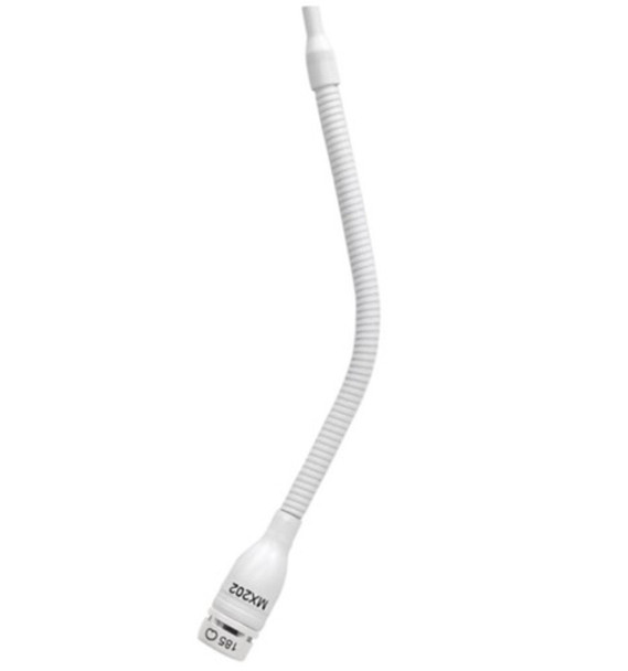 Shure MX202WP-A/C Overhead Microphone, Cardioid, Plate-Mount Preamp, Bright White