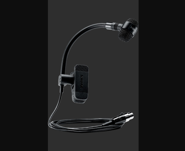 Shure PGA98H-XLR Clip-on Cardioid Condenser Gooseneck Instrument Microphone with In-Line XLR Preamp